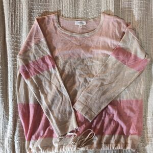 Haven Well Within fine cashmere sweater pink and tan stripes M